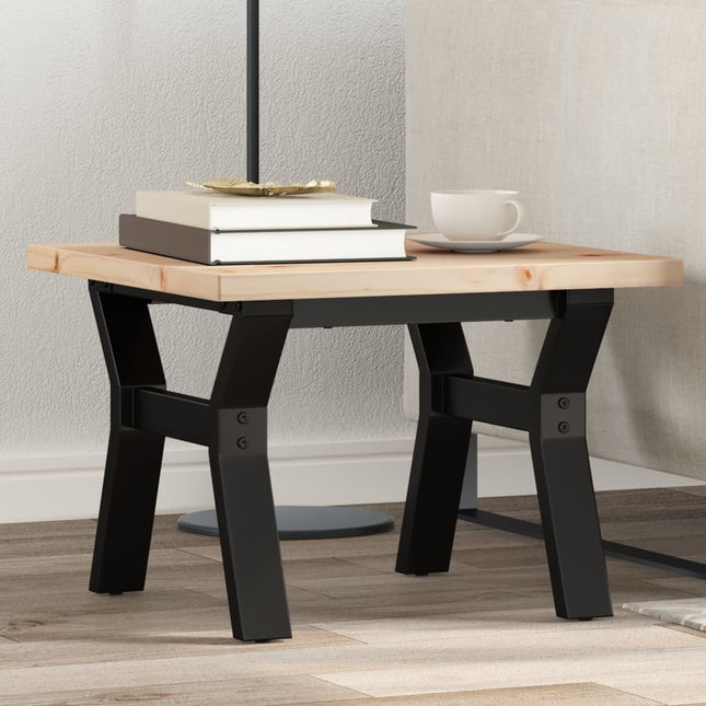 Tavolino Salotto Telaio a Y 50x50x35,5 cm Legno Pino e Acciaio