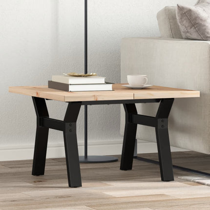 Tavolino Salotto Telaio a Y 70x70x40,5 cm Legno Pino e Acciaio