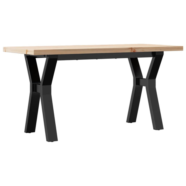 Tavolino Salotto Telaio a Y 90x40x45,5 cm Legno Pino e Acciaio