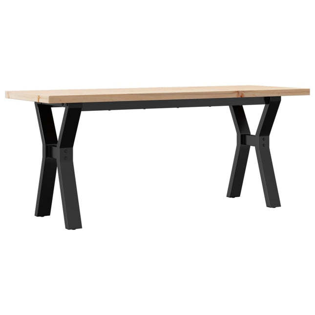 Tavolino Salotto Telaio a Y 110x40x45,5 cm Legno Pino e Acciaio