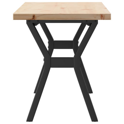 Tavolino Salotto Telaio a Y 110x40x45,5 cm Legno Pino e Acciaio