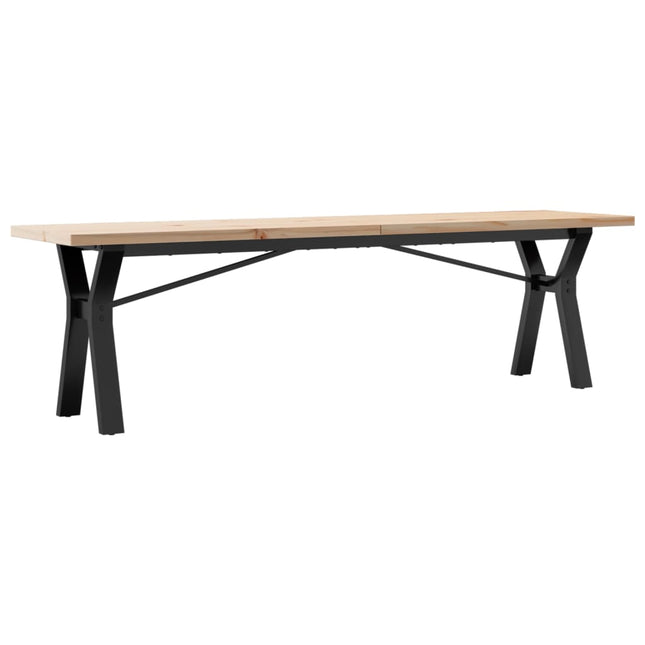 Tavolino Salotto Telaio a Y 160x40x45,5 cm Legno Pino e Acciaio