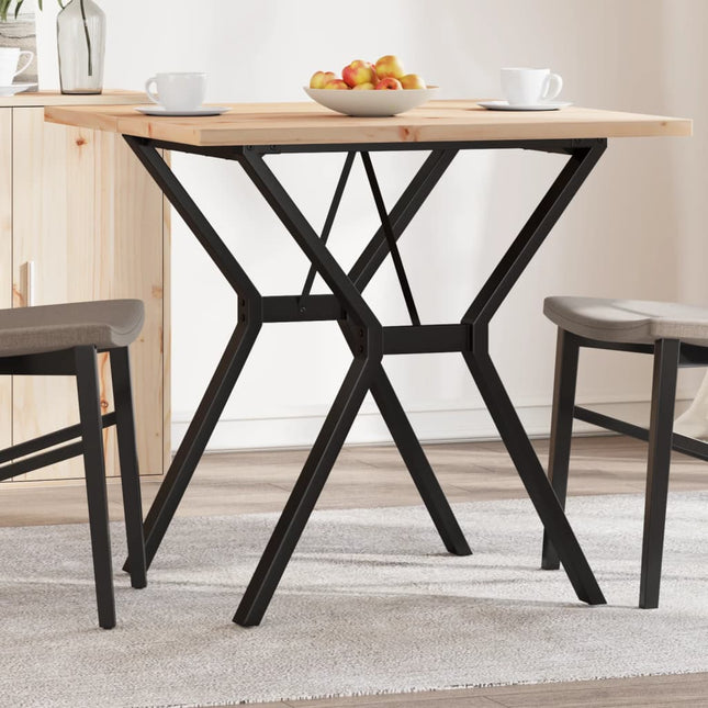 Tavolo da Pranzo Telaio a Y 80x80x75,5 cm Legno Pino e Acciaio