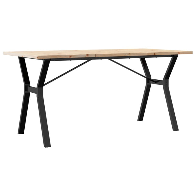 Tavolo da Pranzo Telaio a Y 160x80x75,5 cm Legno Pino e Acciaio