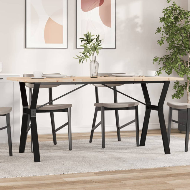Tavolo da Pranzo Telaio a Y 160x80x75,5 cm Legno Pino e Acciaio