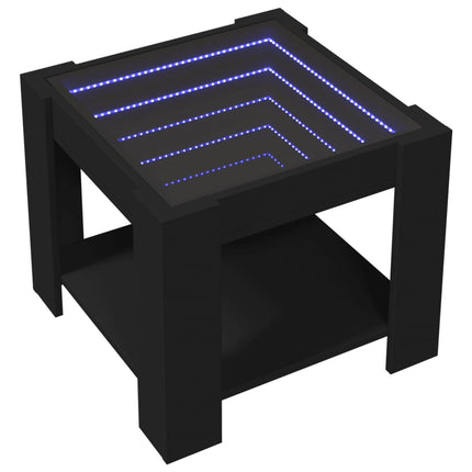 Tavolino Salotto con LED Nero 53x53x45 cm Legno Multistrato