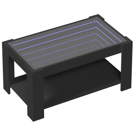 Tavolino Salotto con LED Nero 93x53x45 cm Legno Multistrato