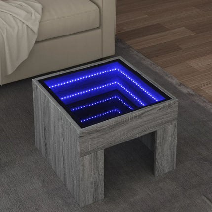 Tavolino da Salotto con LED Infinity Grigio Sonoma 40x40x30 cm