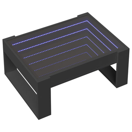 Tavolino da Salotto con LED Infinity Nero 70x53x30 cm