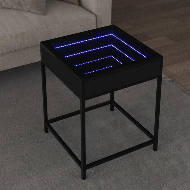 Tavolino da Salotto con LED Infinity Nero 40x40x51 cm