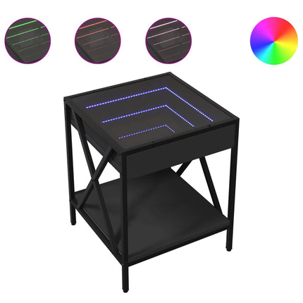 Tavolino da Salotto con LED Infinity Nero 40x40x49 cm