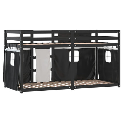Letto a Castello senza Materasso Bianco e Nero 90x190cm in Pino