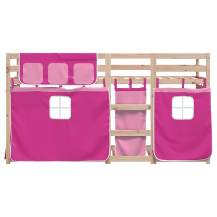 Letto a Castello senza Materasso Rosa 90x200 cm Legno di Pino