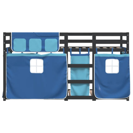 Letto a Castello senza Materasso Blu 90x200cm Massello Pino