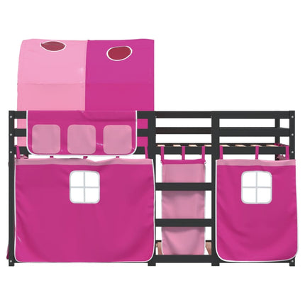Letto a Castello senza Materasso Rosa 90x200 cm Legno di Pino