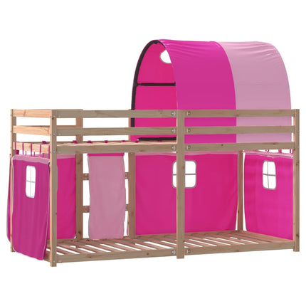 Letto a Castello senza Materasso Rosa 75x190 cm Legno di Pino