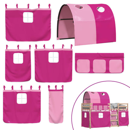 Letto a Castello senza Materasso Rosa 90x200 cm Legno di Pino