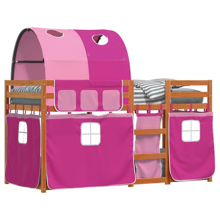 Letto a Castello senza Materasso Rosa 90x200 cm Legno di Pino