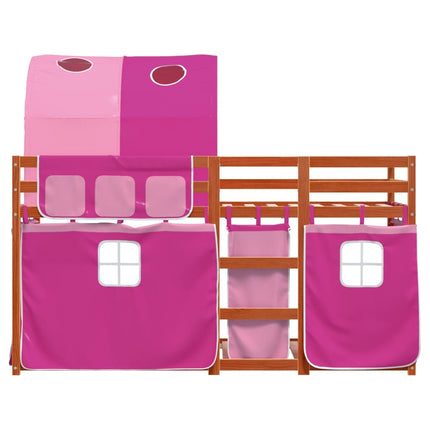 Letto a Castello senza Materasso Rosa 90x200 cm Legno di Pino