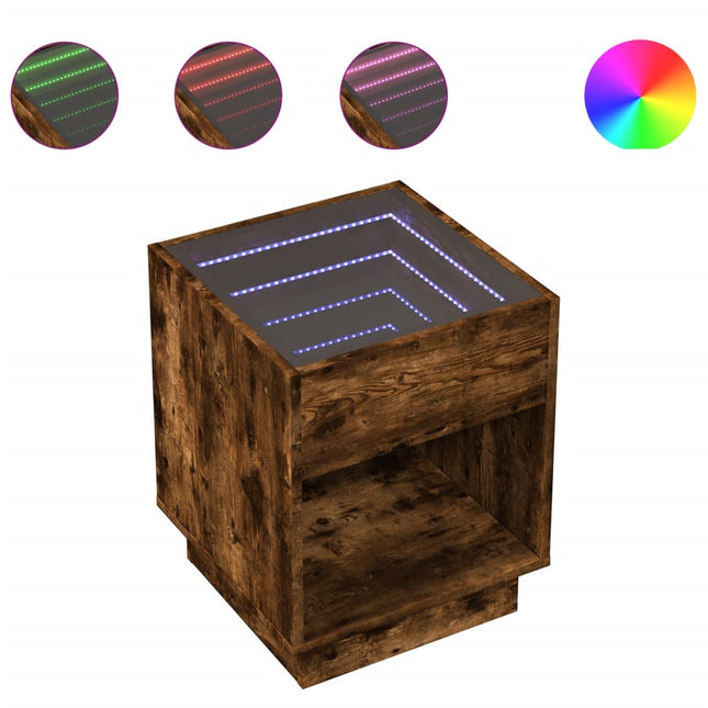 Comodino con LED Infinity Rovere Fumo 40x40x50 cm