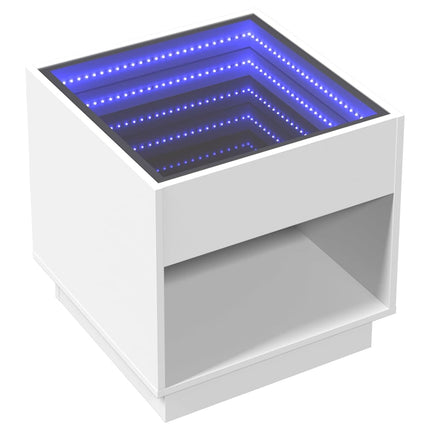 Comodino con LED Infinity Bianco 50x50x50 cm