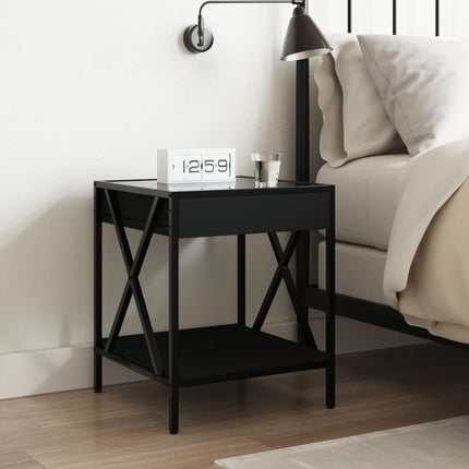 Comodino con LED Infinity Nero 40x40x49 cm