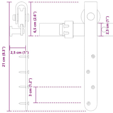 Kit Anta Scorrevole per Armadio 152 cm in Acciaio al Carbonio