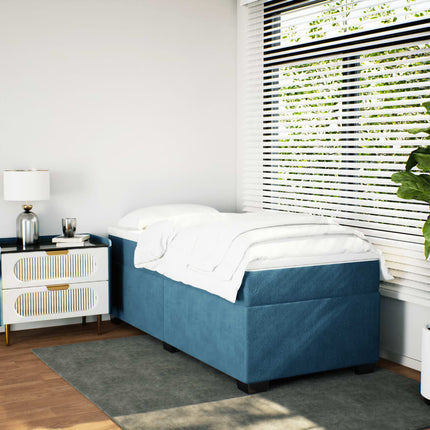 Giroletto a Molle con Materasso Blu Scuro 90x200 cm in Velluto