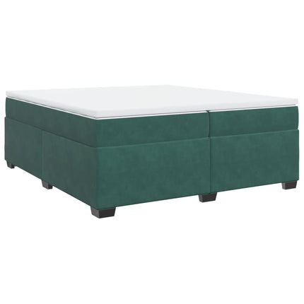 Giroletto a Molle con Materasso Verde Scuro 200x200 cm Velluto