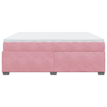 Giroletto a Molle con Materasso Rosa 200x200 cm in Velluto