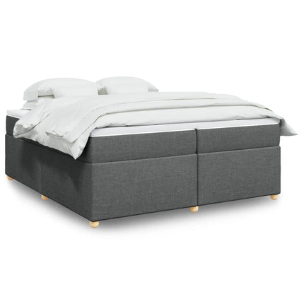 Giroletto a Molle con Materasso Grigio Scuro 200x200 cm Tessuto