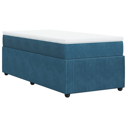 Giroletto a Molle con Materasso Blu Scuro 90x190 cm in Velluto