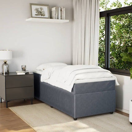 Giroletto a Molle con Materasso Grigio Scuro 90x200 cm Velluto