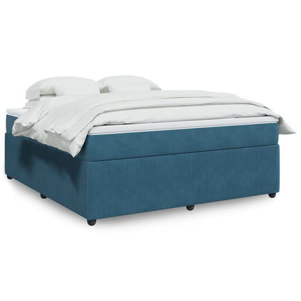 Giroletto a Molle con Materasso Blu Scuro 180x200 cm in Velluto