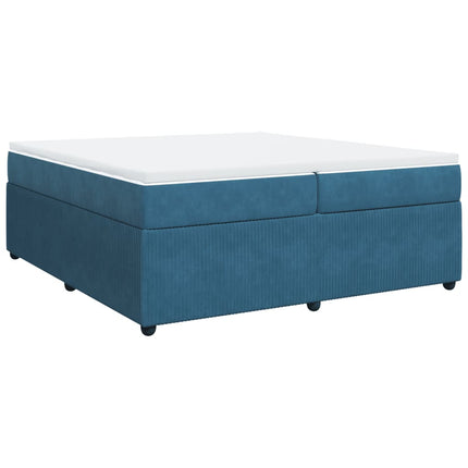 Giroletto a Molle con Materasso Blu Scuro 200x200 cm in Velluto