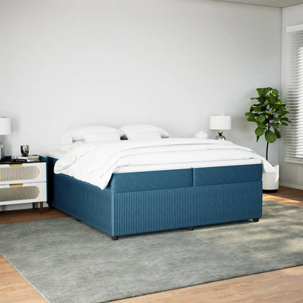 Giroletto a Molle con Materasso Blu Scuro 200x200 cm in Velluto