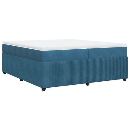 Giroletto a Molle con Materasso Blu Scuro 200x200 cm in Velluto