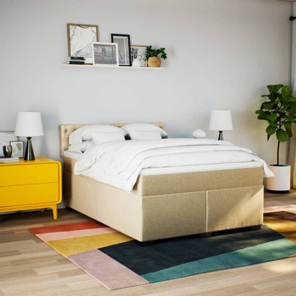 Giroletto a Molle con Materasso Crema 180x200 cm in Tessuto
