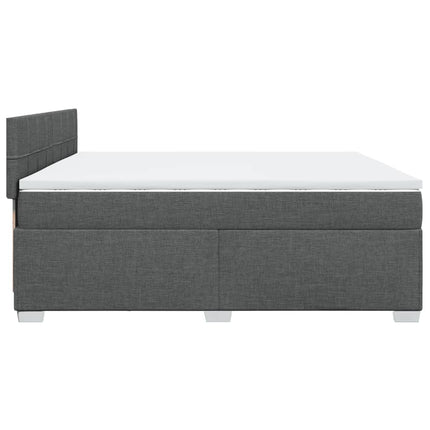 Giroletto a Molle con Materasso Grigio Scuro 200x200 cm Tessuto