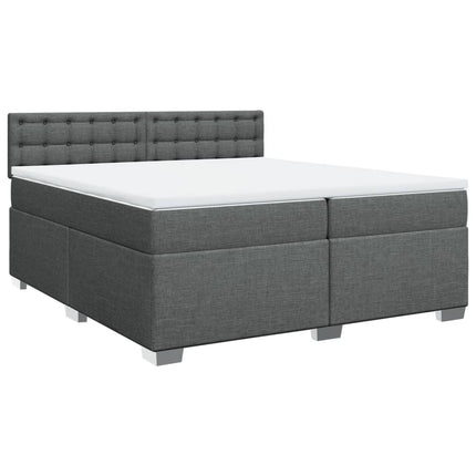 Giroletto a Molle con Materasso Grigio Scuro 200x200 cm Tessuto