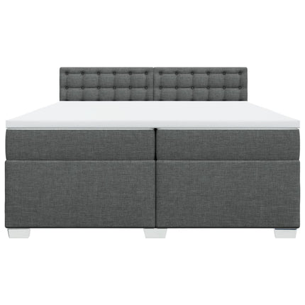 Giroletto a Molle con Materasso Grigio Scuro 200x200 cm Tessuto