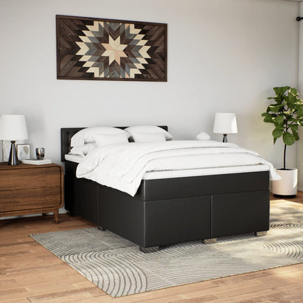 Giroletto a Molle con Materasso Nero 140x190 cm in Similpelle