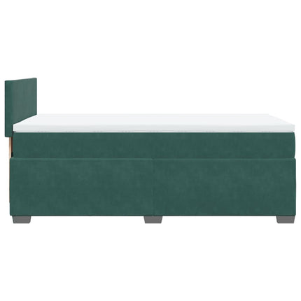 Giroletto a Molle con Materasso Verde Scuro 80x200 cm Velluto