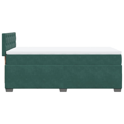 Giroletto a Molle con Materasso Verde Scuro 90x190 cm Velluto