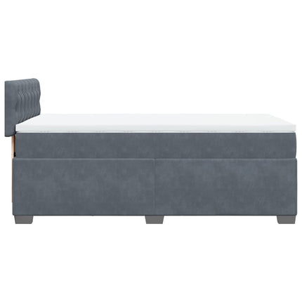Giroletto a Molle con Materasso Grigio Scuro 90x190 cm Velluto