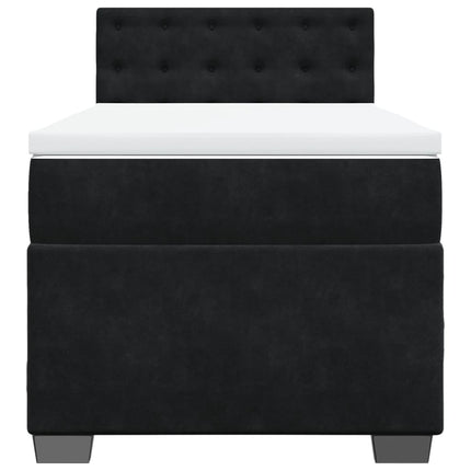 Giroletto a Molle con Materasso Nero 90x200 cm in Velluto