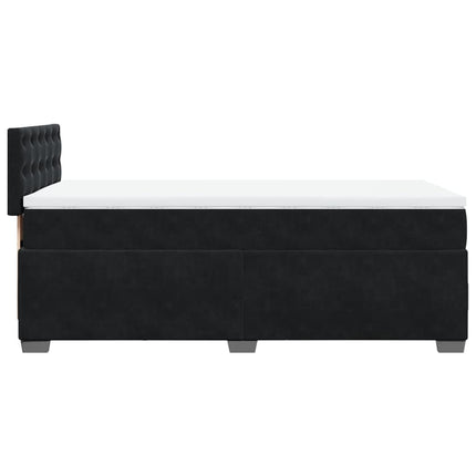 Giroletto a Molle con Materasso Nero 90x200 cm in Velluto