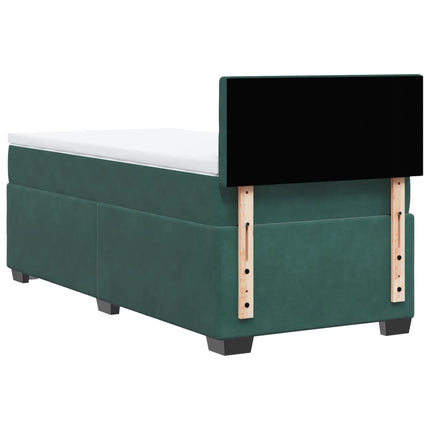 Giroletto a Molle con Materasso Verde Scuro 90x200 cm Velluto
