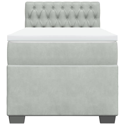 Giroletto a Molle con Materasso Grigio Chiaro 90x200 cm Velluto