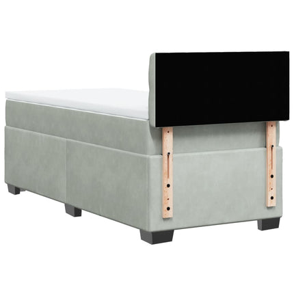 Giroletto a Molle con Materasso Grigio Chiaro 90x200 cm Velluto